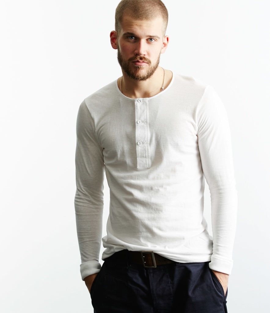 102 MEN'S LOOPWHEELED HENLEY, 155G, CLASSIC FIT