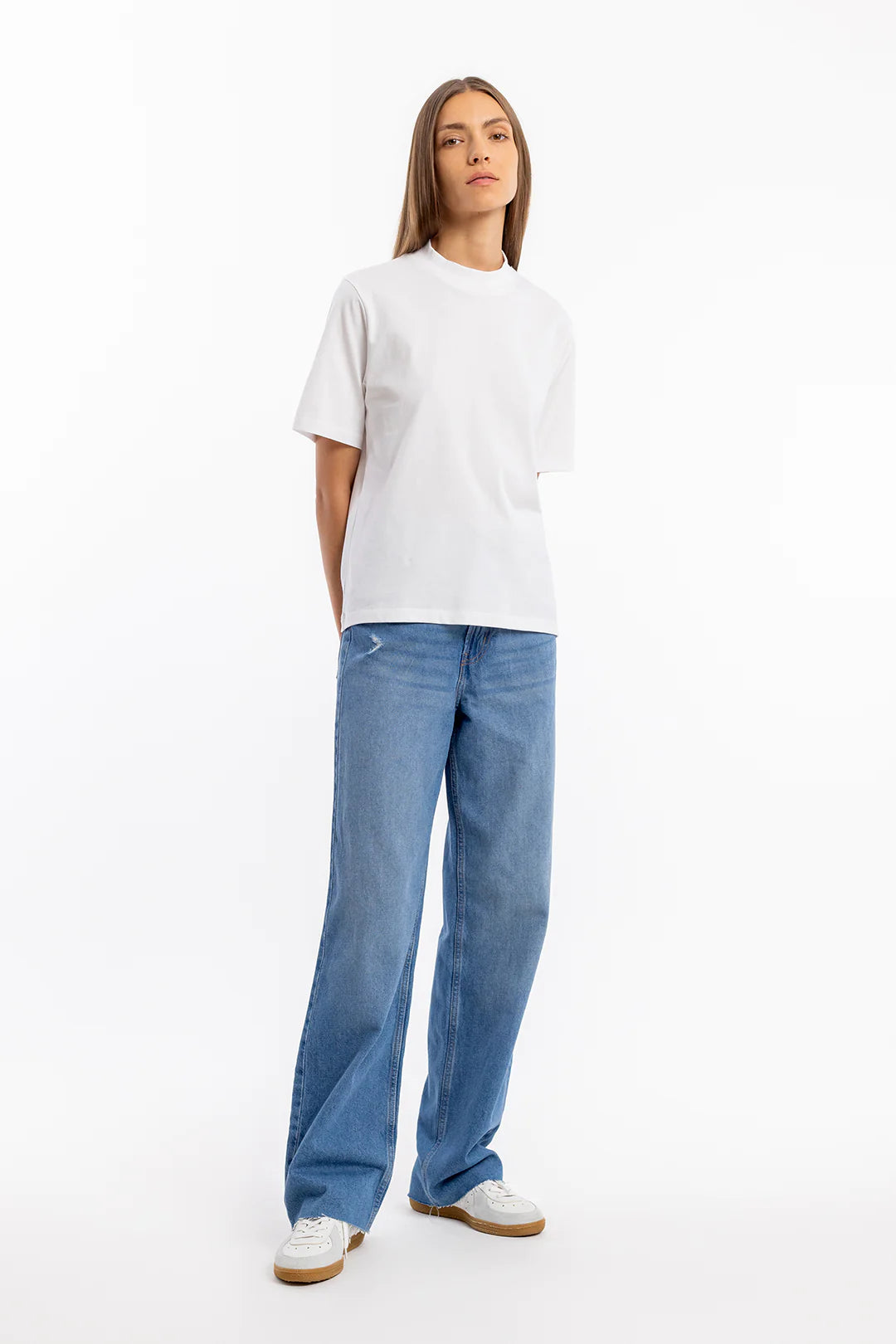 T-Shirt mit breitem Kragen Bio Baumwolle - Weiß - Unisex